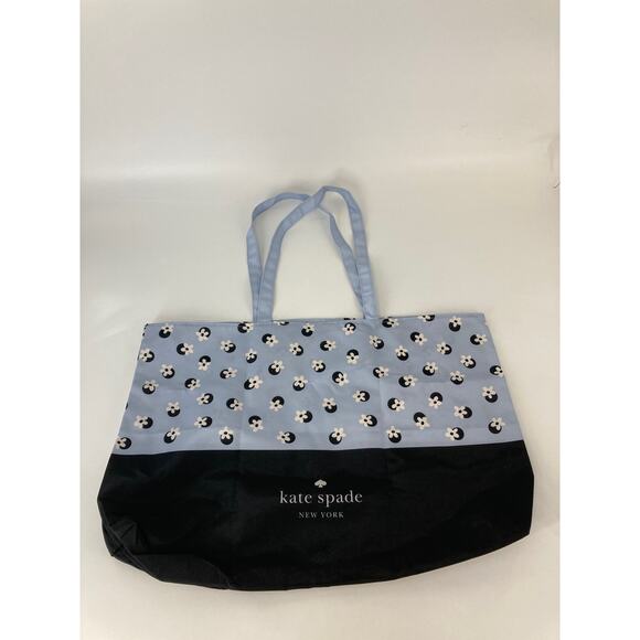 KATE SPADE, BABY BLUE, NAVY DAISY FLORAL PRINT SHOPPING TOTE - Picture 3 of 6